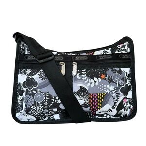 LeSportsac I love My Planet Deluxe Everyday Shoulder Crossbody Bag Black Multi